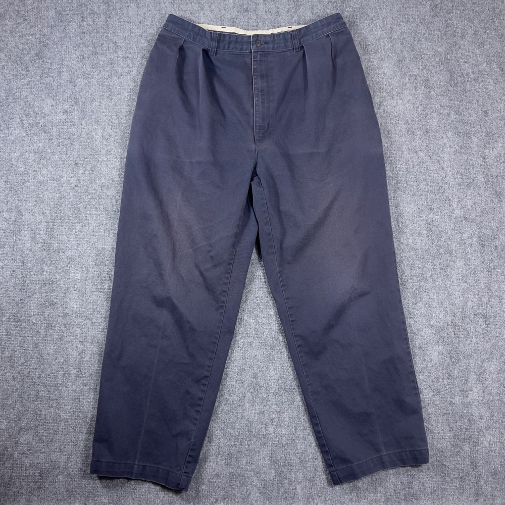 Polo Ralph Lauren Andrew Pant Mens 34 Navy Blue Pleated Chino Trousers Baggy - Picture 1 of 9